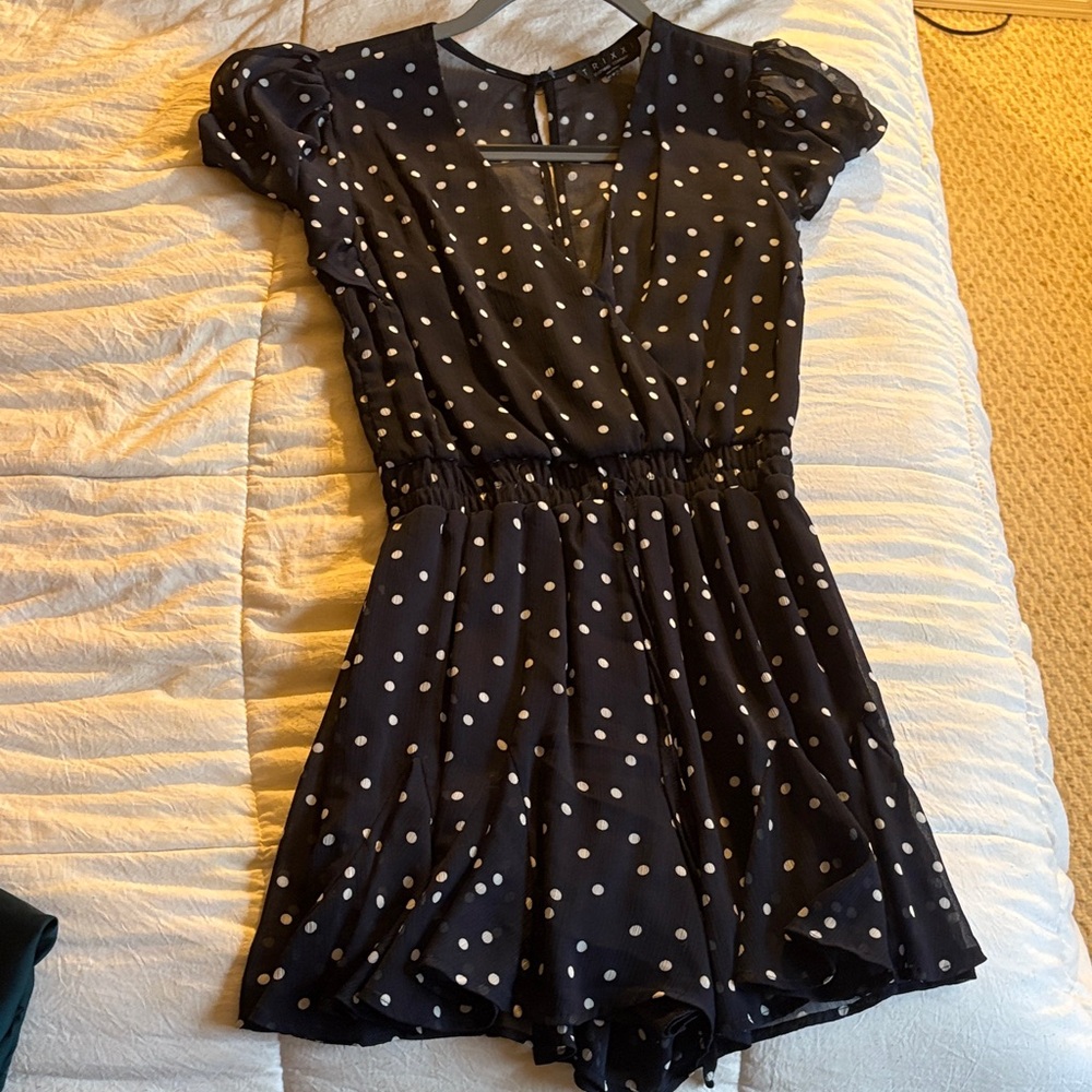 Navy Blue Polka Dot Romper